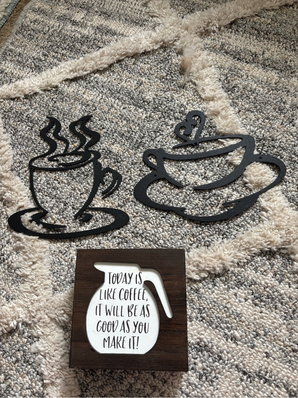Hobby Lobby Black Coffee Cup Wall Décor with Brown Quote Block